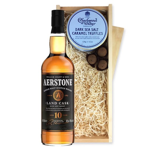 Aerstone Land Cask 10 Year Old Whisky 70cl And Dark Sea Salt Charbonnel Chocolates Box